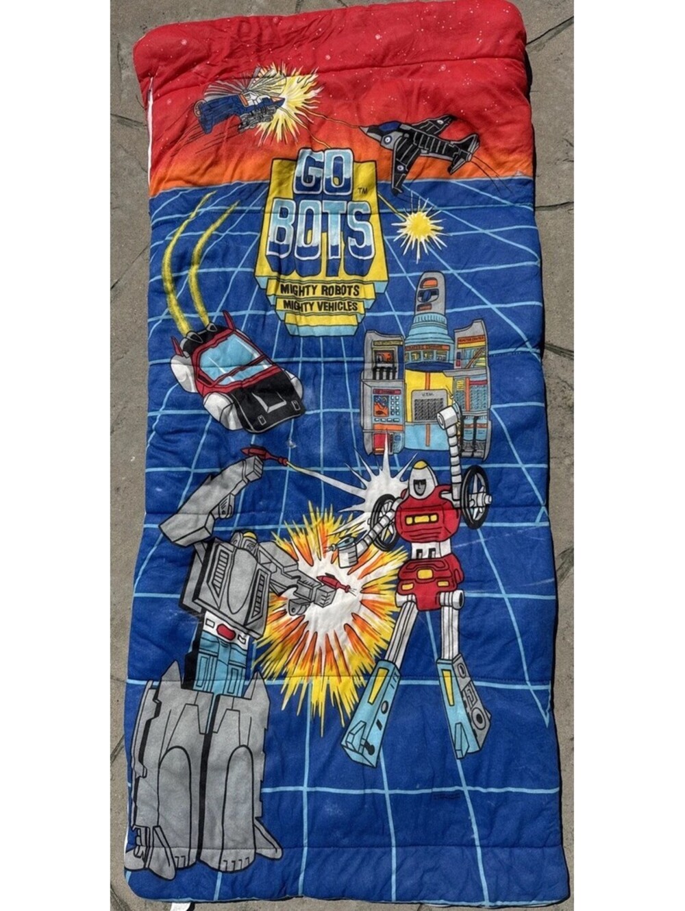 Vintage 1984 Go Bots Mighty Robots Child Sleeping Bag Tonka 62”L X 28” W